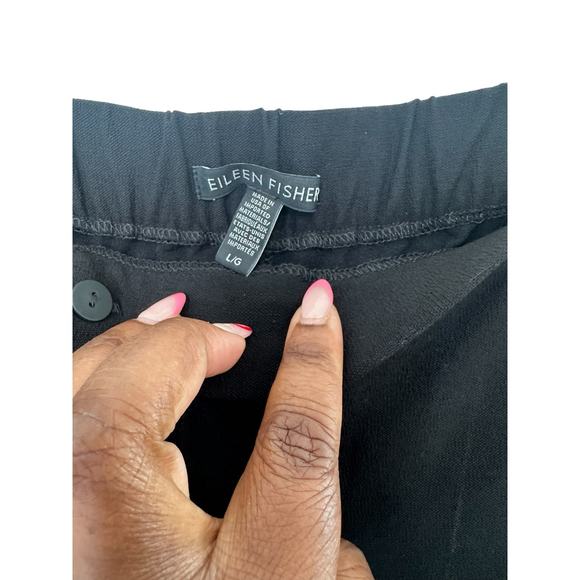 Eileen Fisher Pants Black Basic Straight Leg Office Career Casual Business Large - Picture 2 of 11